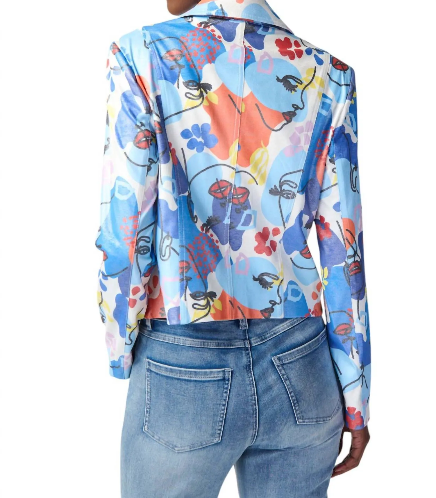Floral Print Jacket In Blue Orange Multi Print