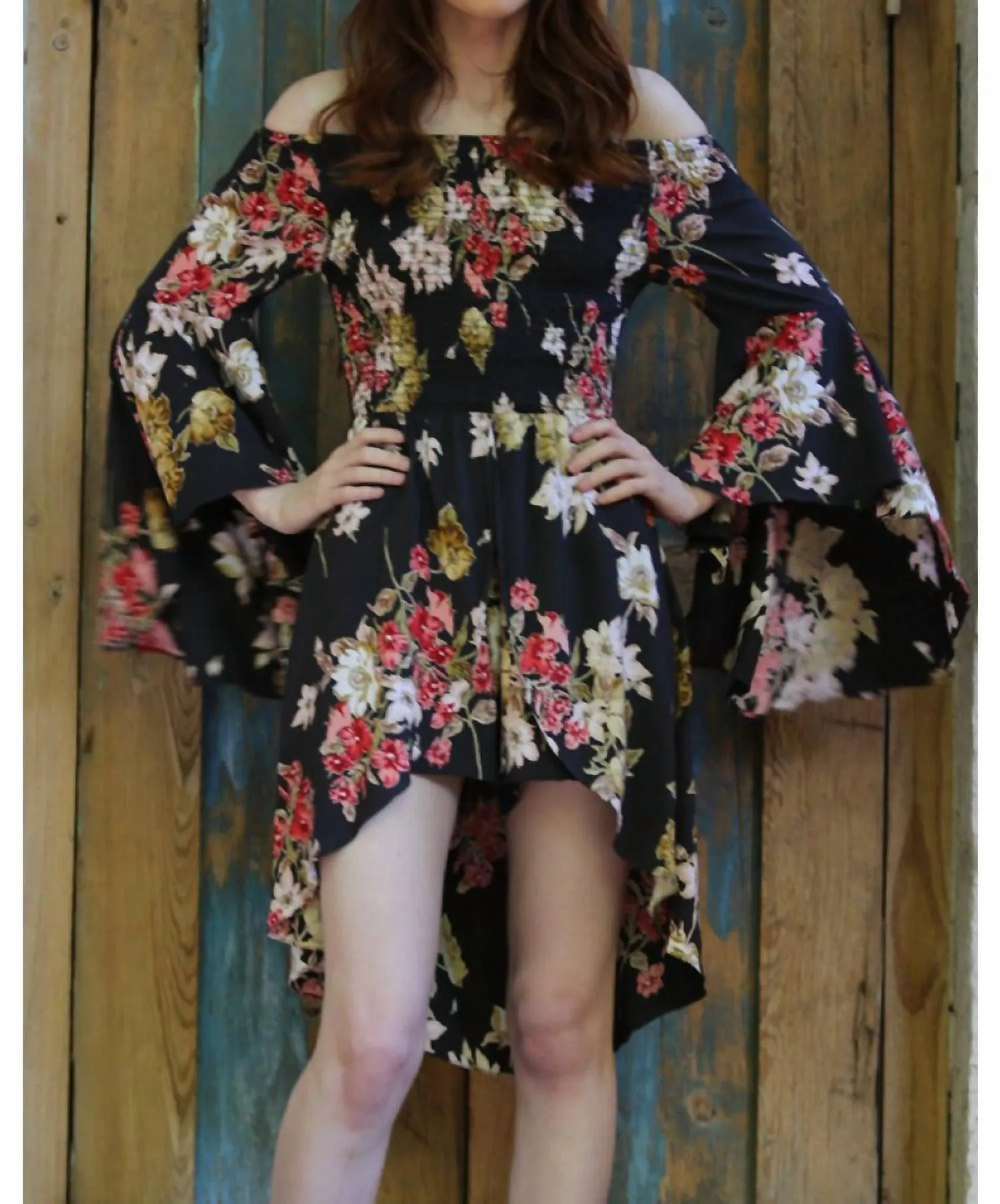 Floral Walk Through Romper In Black