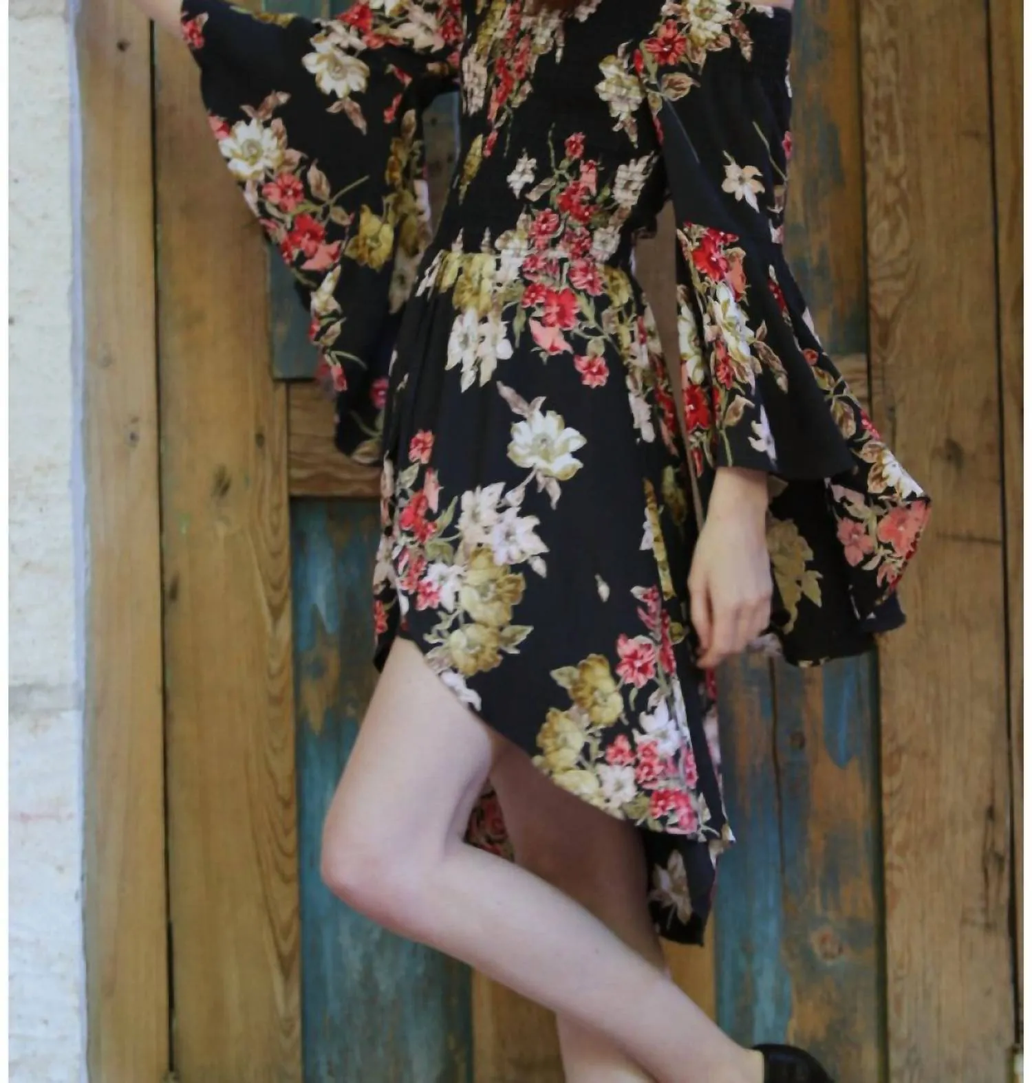 Floral Walk Through Romper In Black