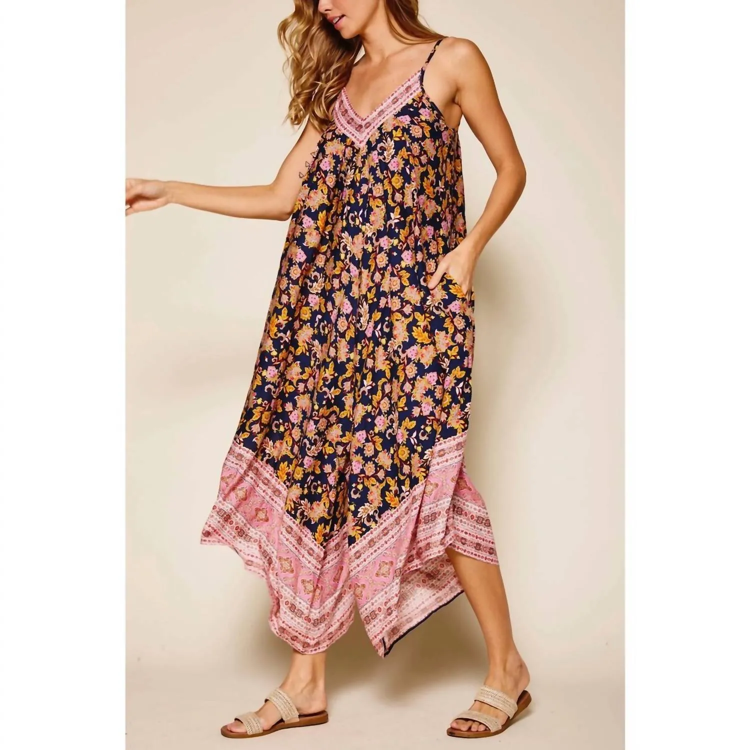 Free And Easy Jumpsuit In Navy