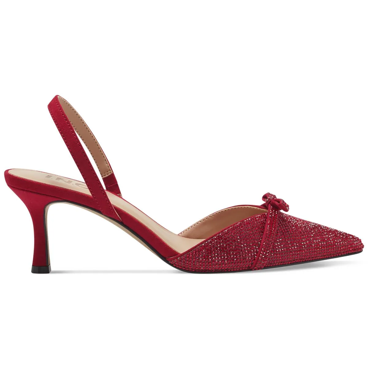 Gelsey Womens Embellished Textured Slingback Heels