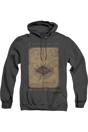 Harry Potter Marauders Map Words Adult Heather Hoodie / Hooded Sweatshirt
