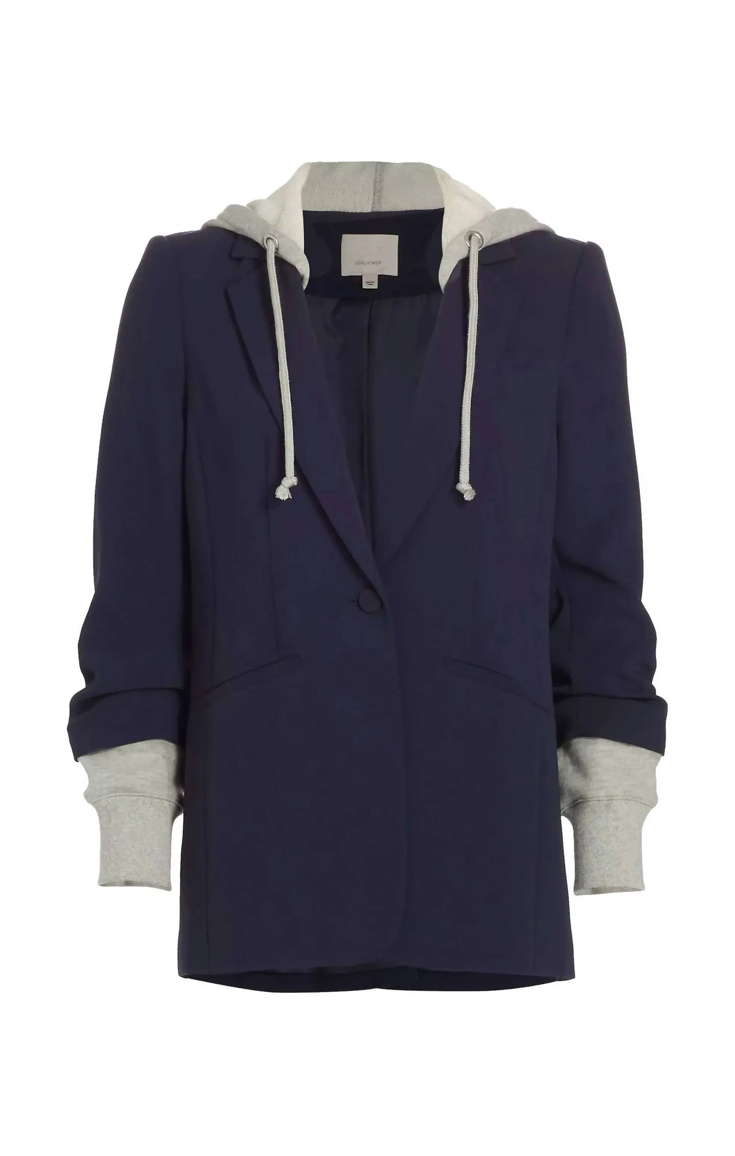 Hooded Khloe Blazer Jacket In Navy