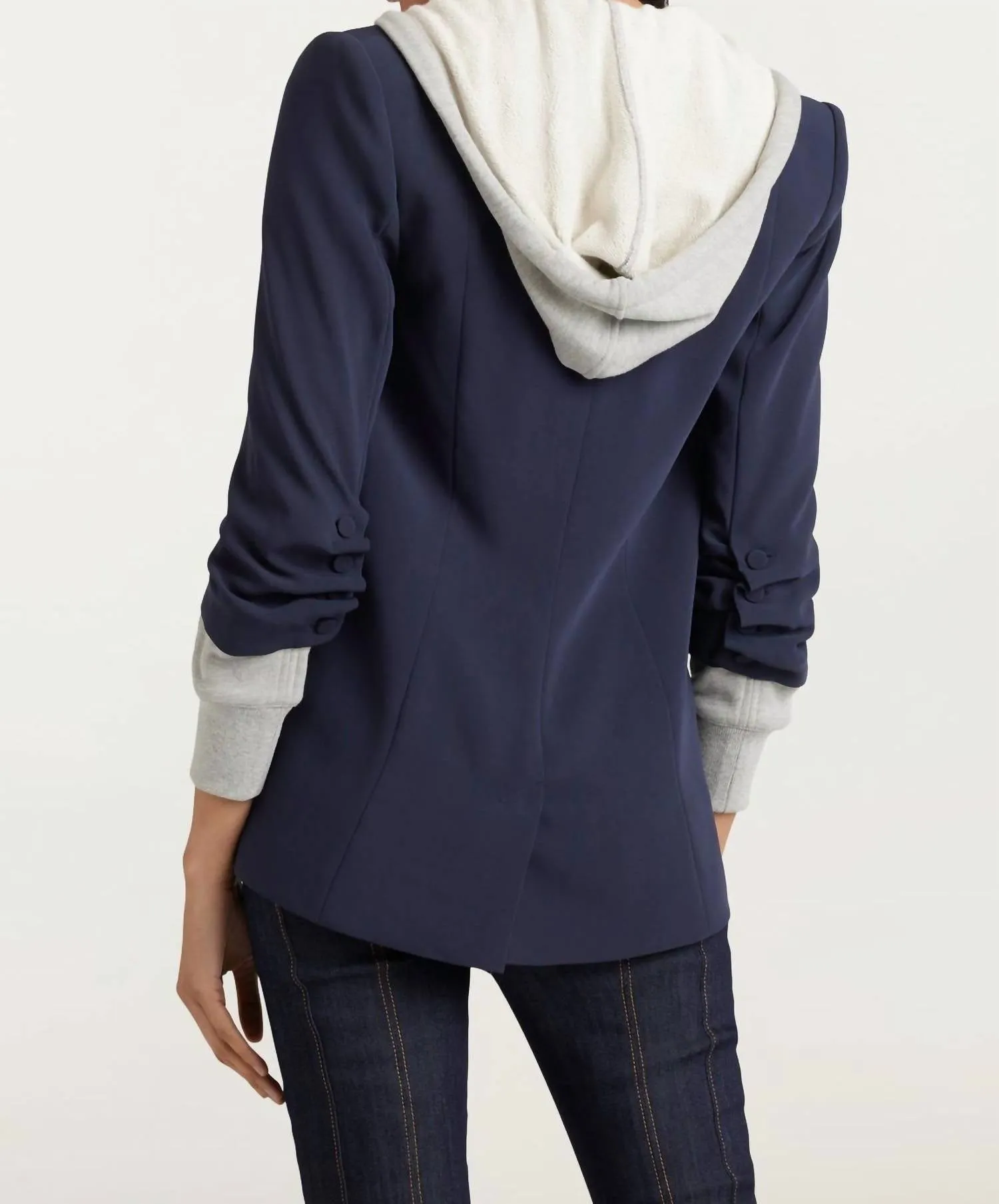 Hooded Khloe Blazer Jacket In Navy