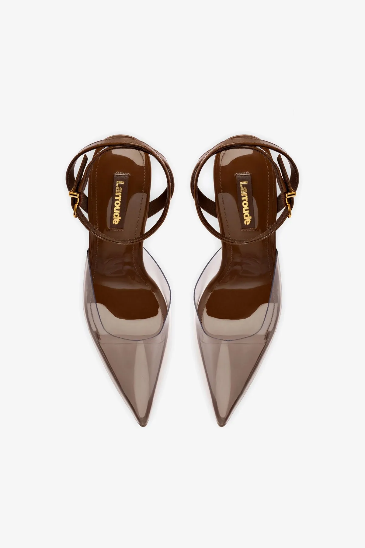 Kim Wedge Pump In Burnt Umber Leather and Vinyl