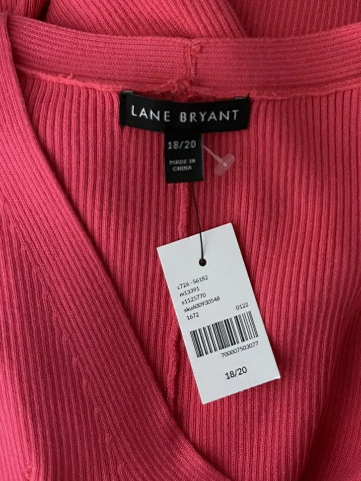 Lane Bryant Size 18W Neon Peach Ribbed Dress NWT