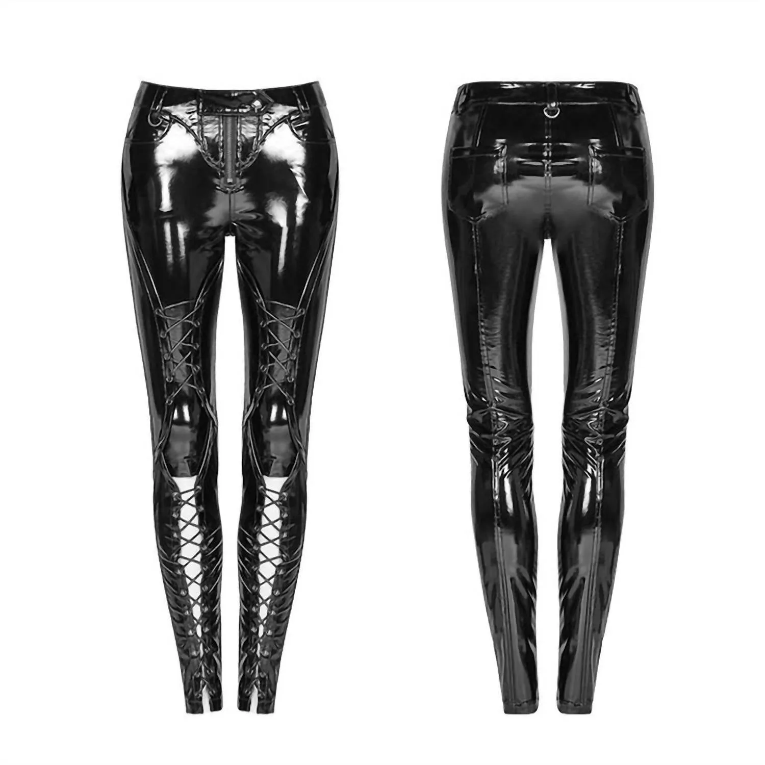 Leather Lace Front Legging In Liquid