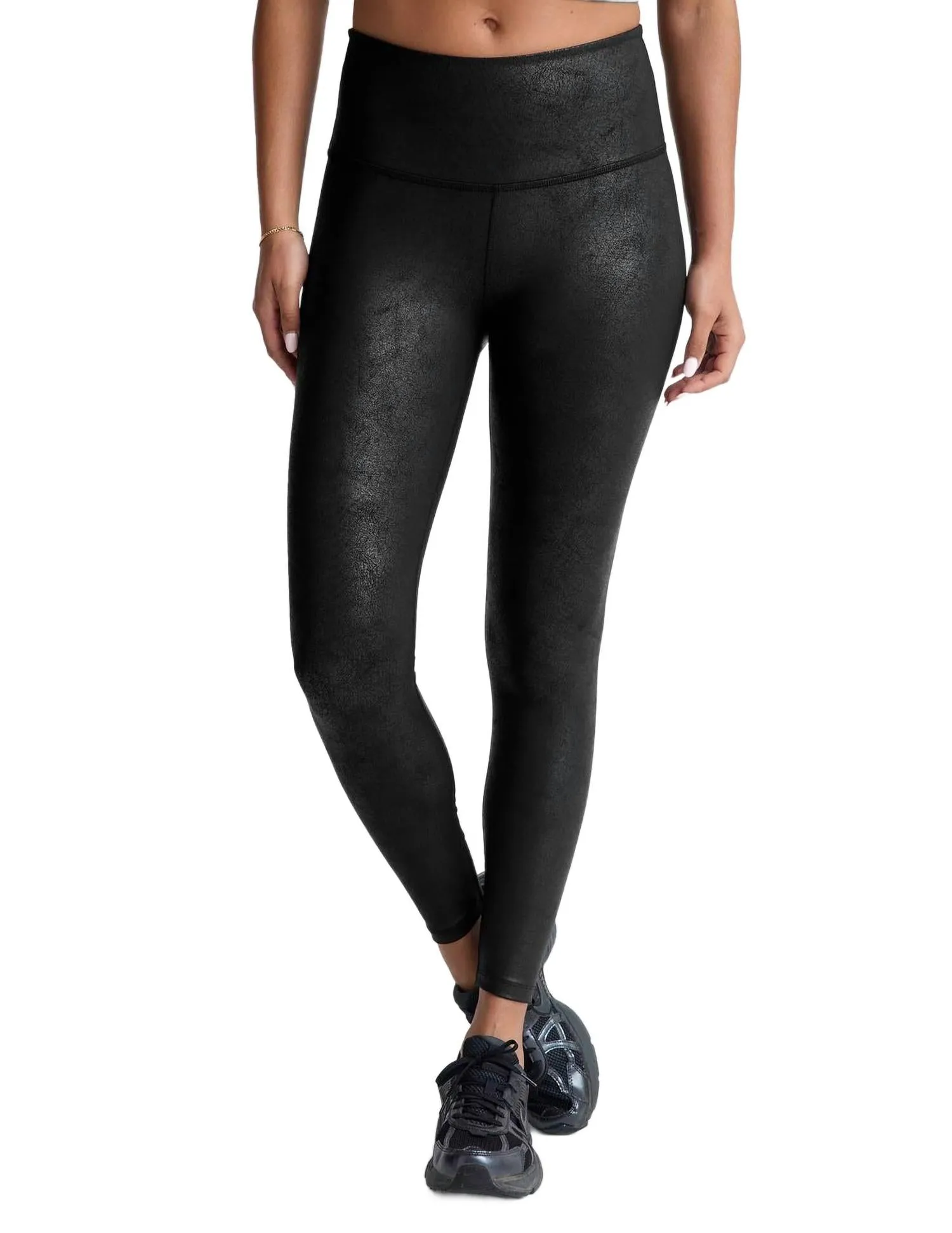 Leatherette High Waist Leggings In Black