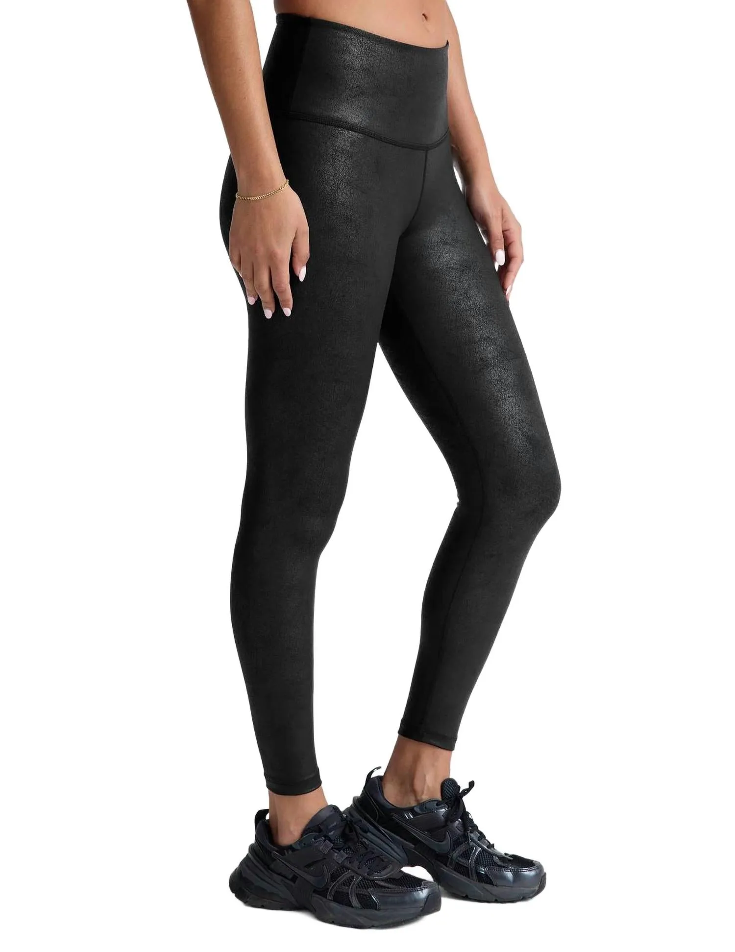 Leatherette High Waist Leggings In Black