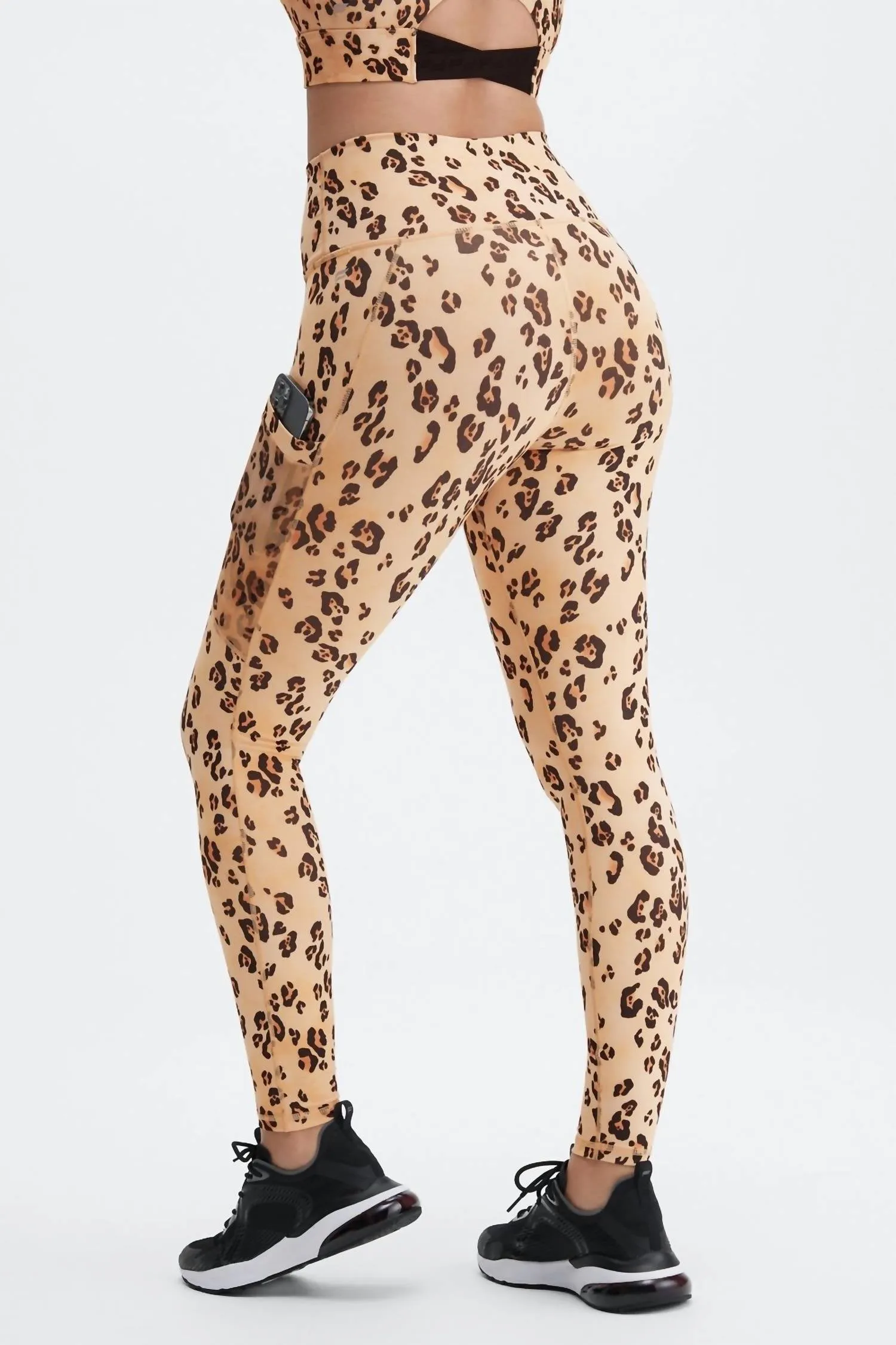 Leopard Leggings W/pockets In Yellow