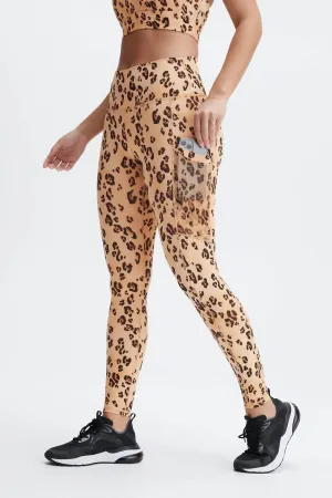 Leopard Leggings W/pockets In Yellow