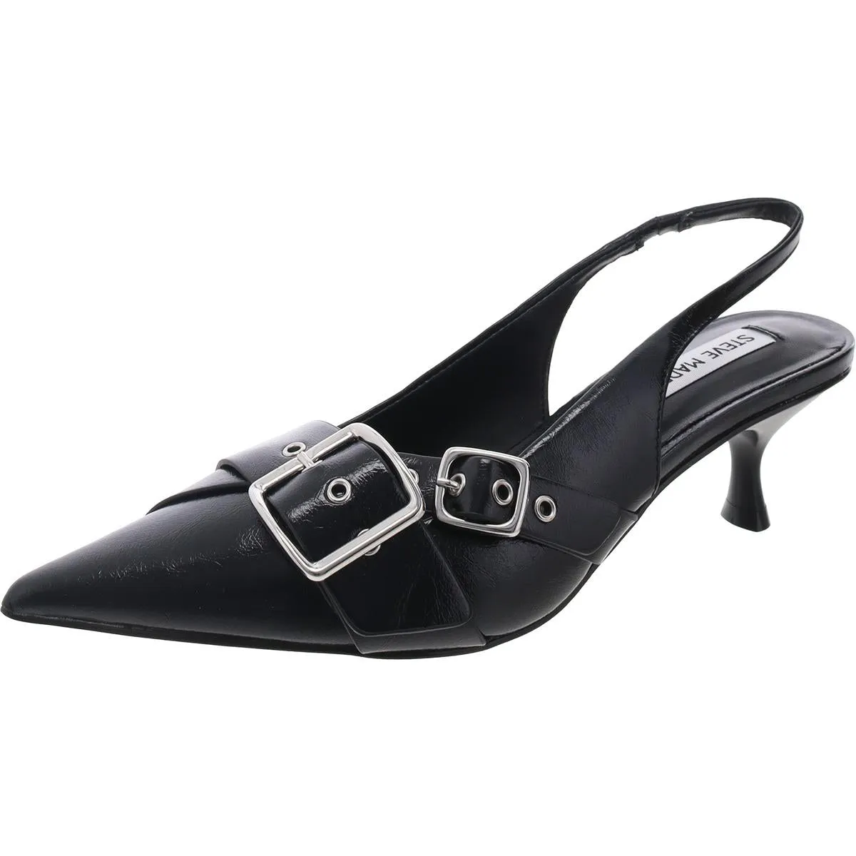 Lezley Womens Solid Faux Leather Slingback Heels