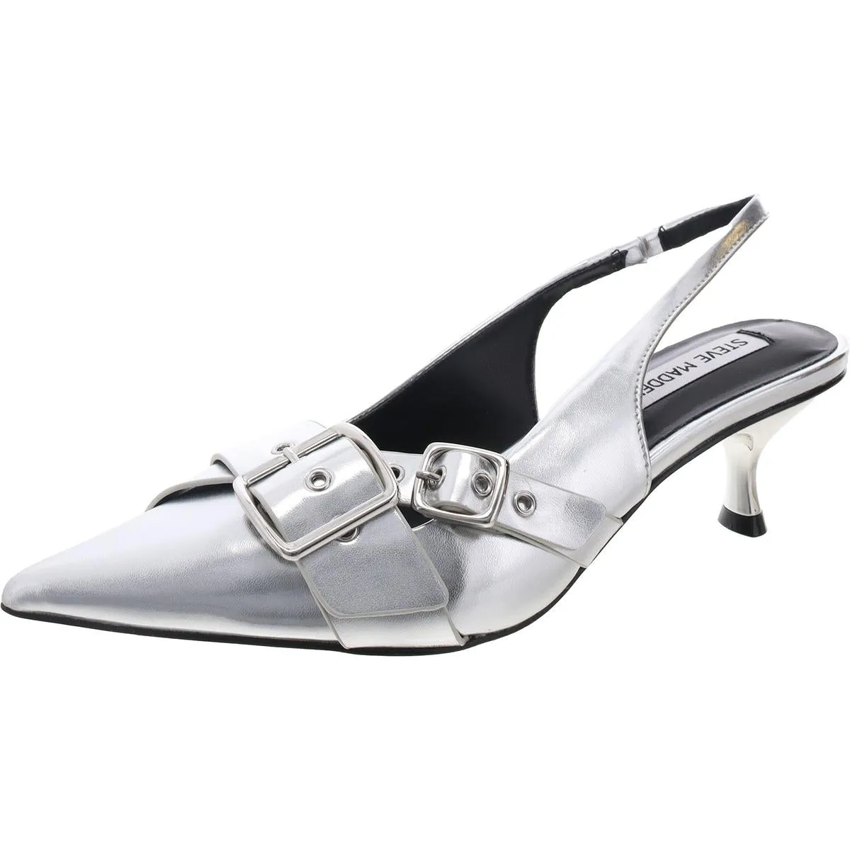 Lezley Womens Solid Faux Leather Slingback Heels