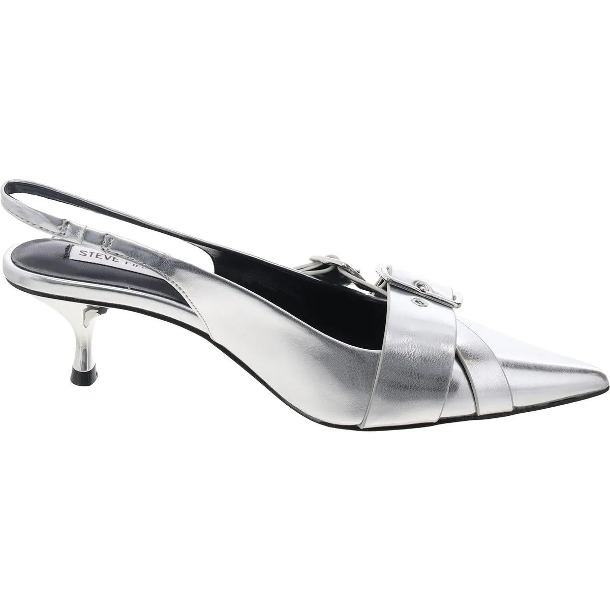 Lezley Womens Solid Faux Leather Slingback Heels