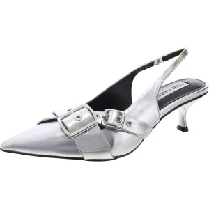 Lezley Womens Solid Faux Leather Slingback Heels