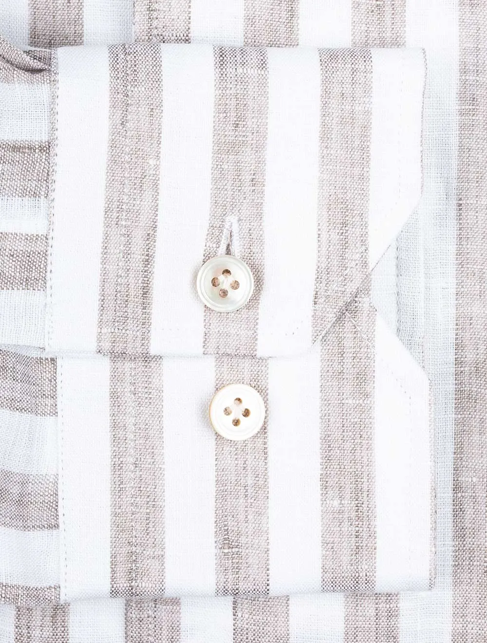 Linen Stripe Buttondown Shirt Beige
