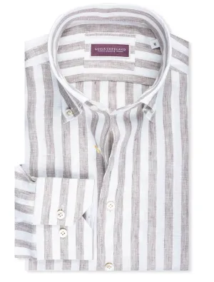 Linen Stripe Buttondown Shirt Beige