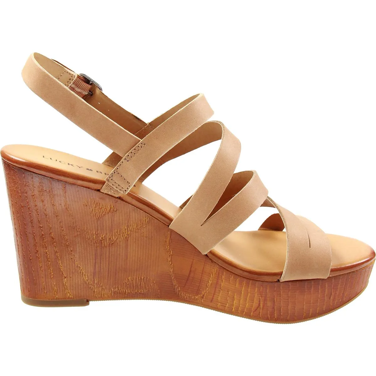 LKMARINAA Womens Strappy Leather Wedge Heels