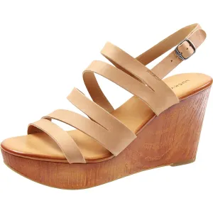 LKMARINAA Womens Strappy Leather Wedge Heels