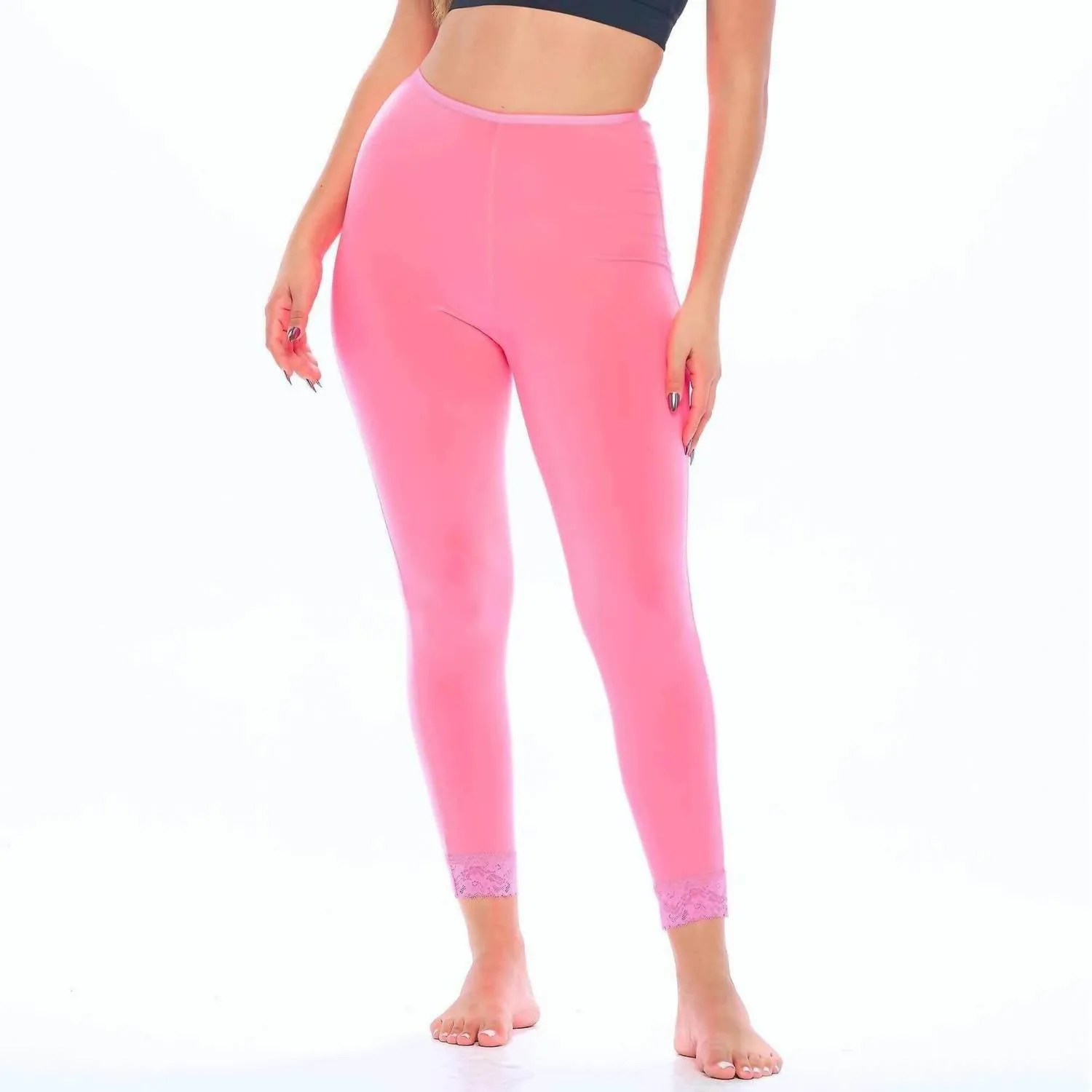 Long Underwear Leggings In Neon Coral