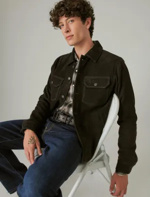 Lucky Brand Men's Cole Hauser Suede Military Shirt Jacket