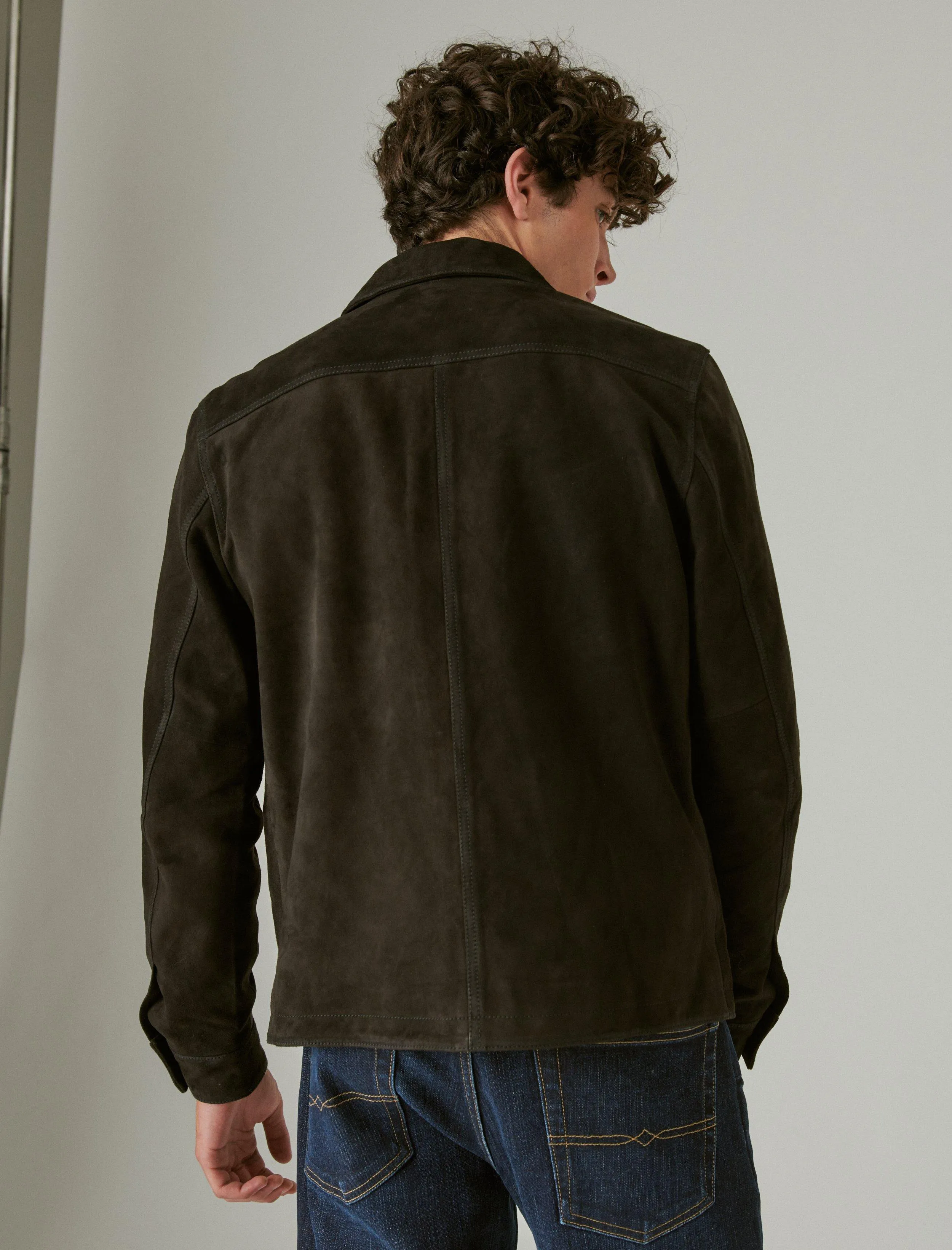Lucky Brand Men's Cole Hauser Suede Military Shirt Jacket