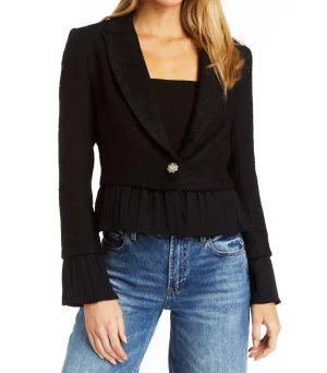 Madilyn Chiffon Trimmed Jacket In Black