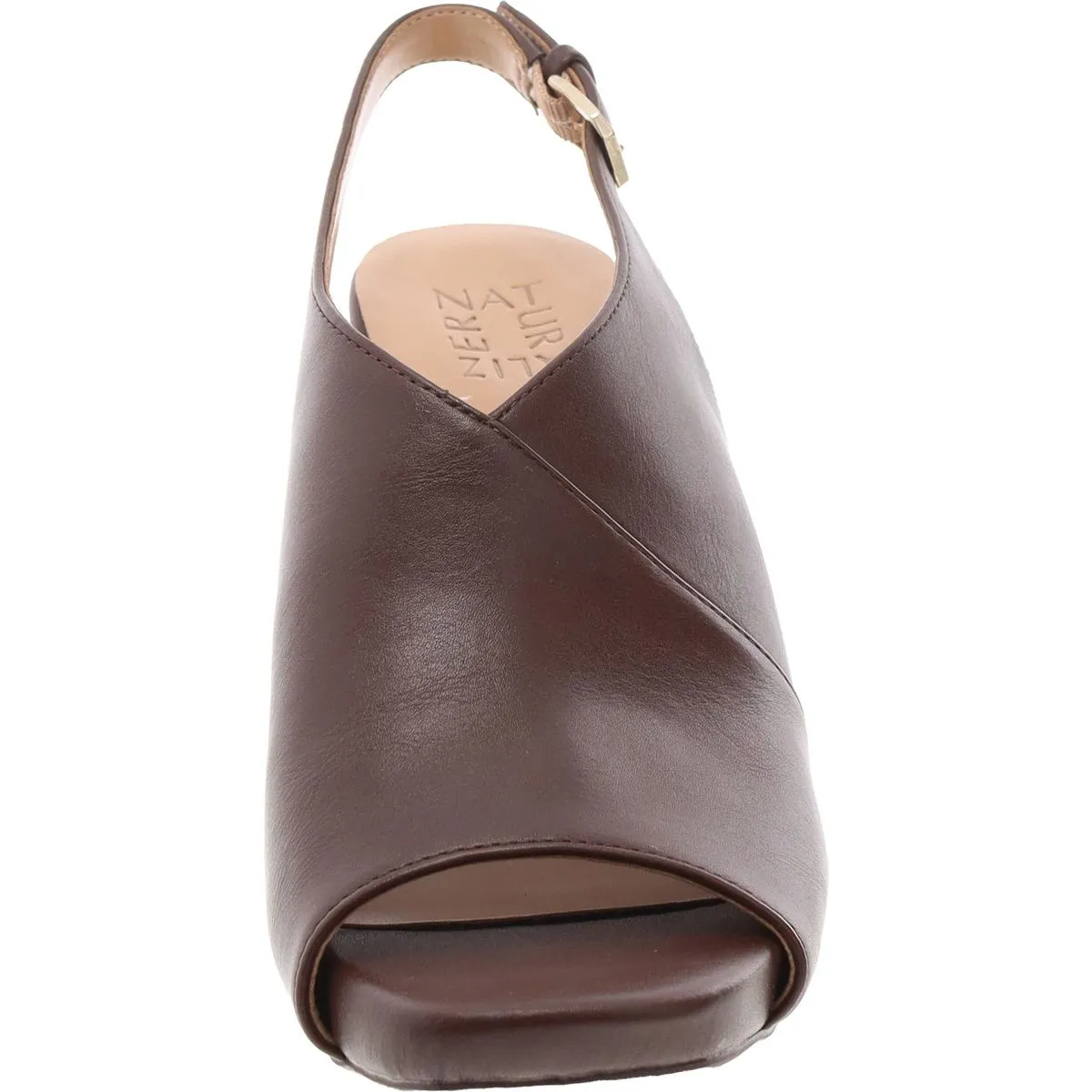 Mason Womens Faux Leather Peep-Toe Slingback Heels