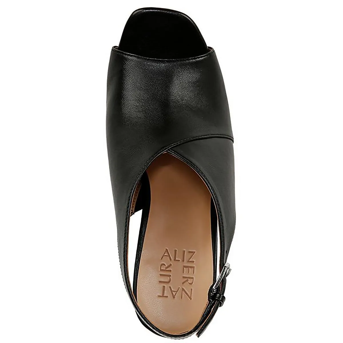 Mason Womens Faux Leather Peep-Toe Slingback Heels