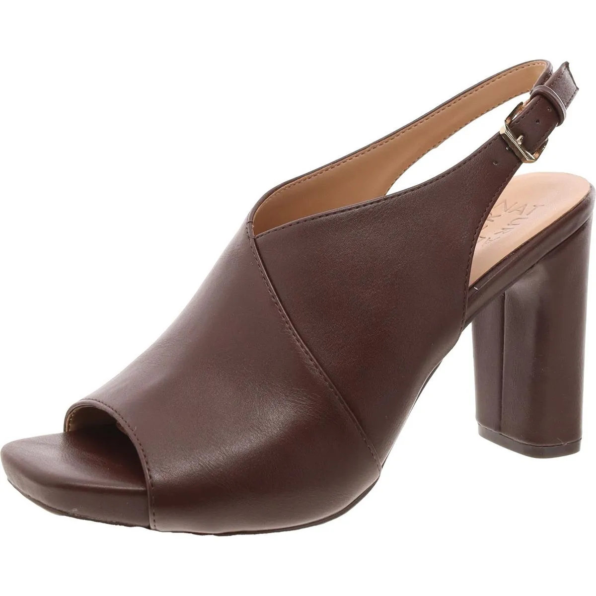 Mason Womens Faux Leather Peep-Toe Slingback Heels