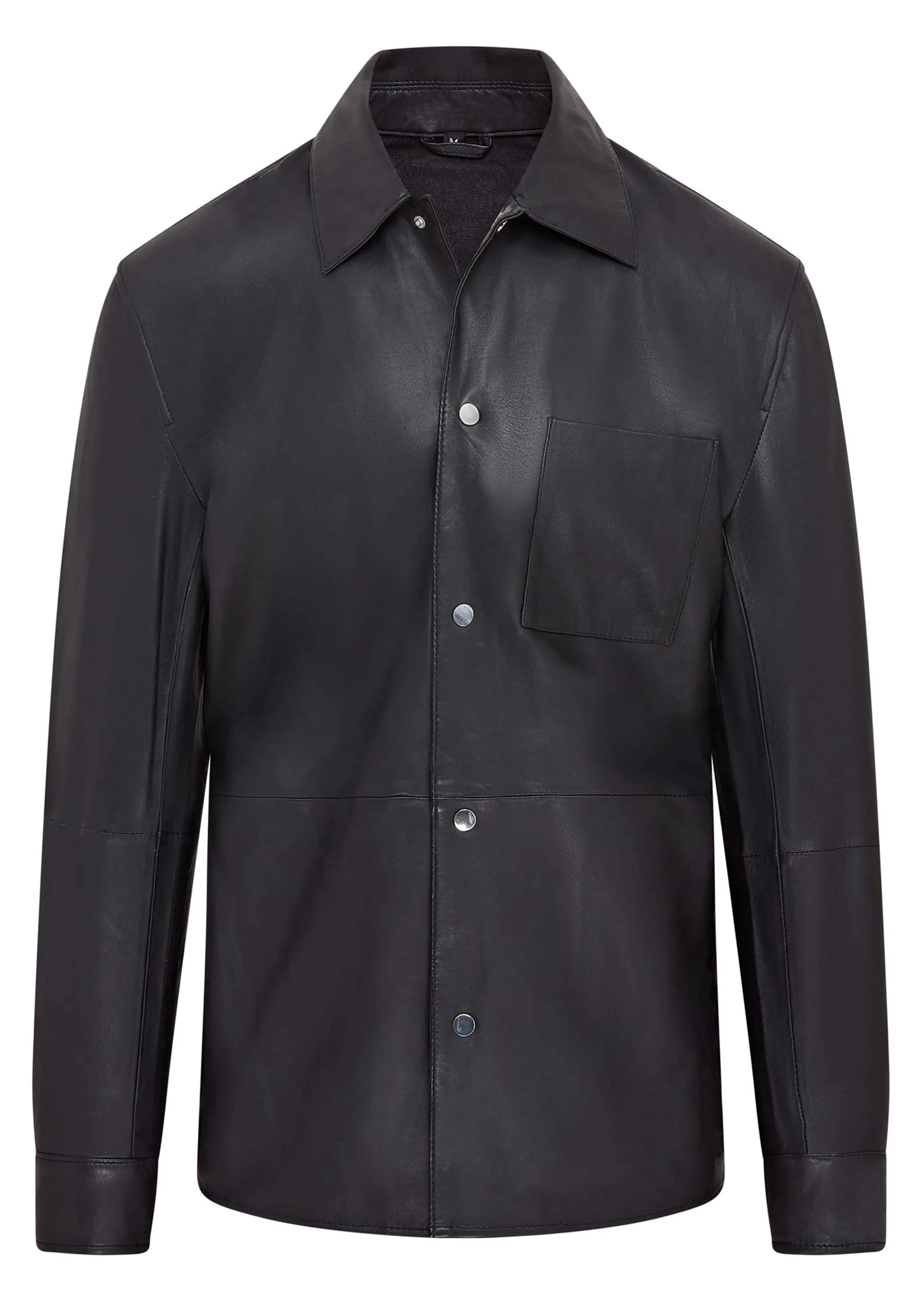 Mens Black Leather Trucker Western Unlined Shirt Jacket - Abilene