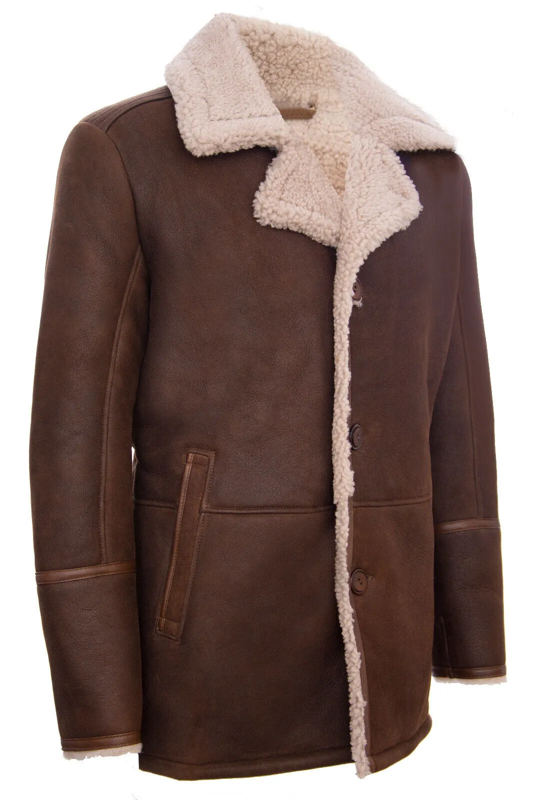 Mens Classic Sheepskin Leather Crombie Jacket-Brisbane