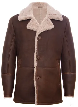 Mens Classic Sheepskin Leather Crombie Jacket-Brisbane