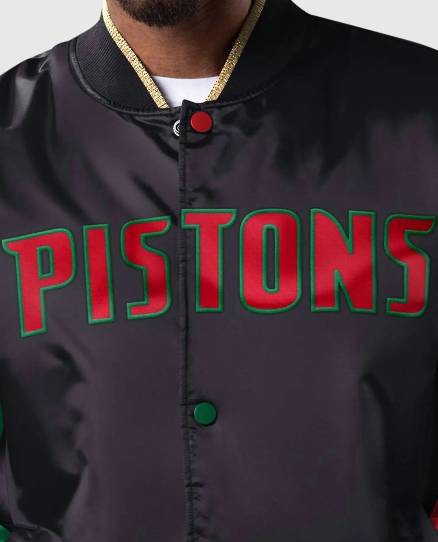 Men's Detroit Pistons History Month Quilted Lining Satin Full-Snap Jacket In Black