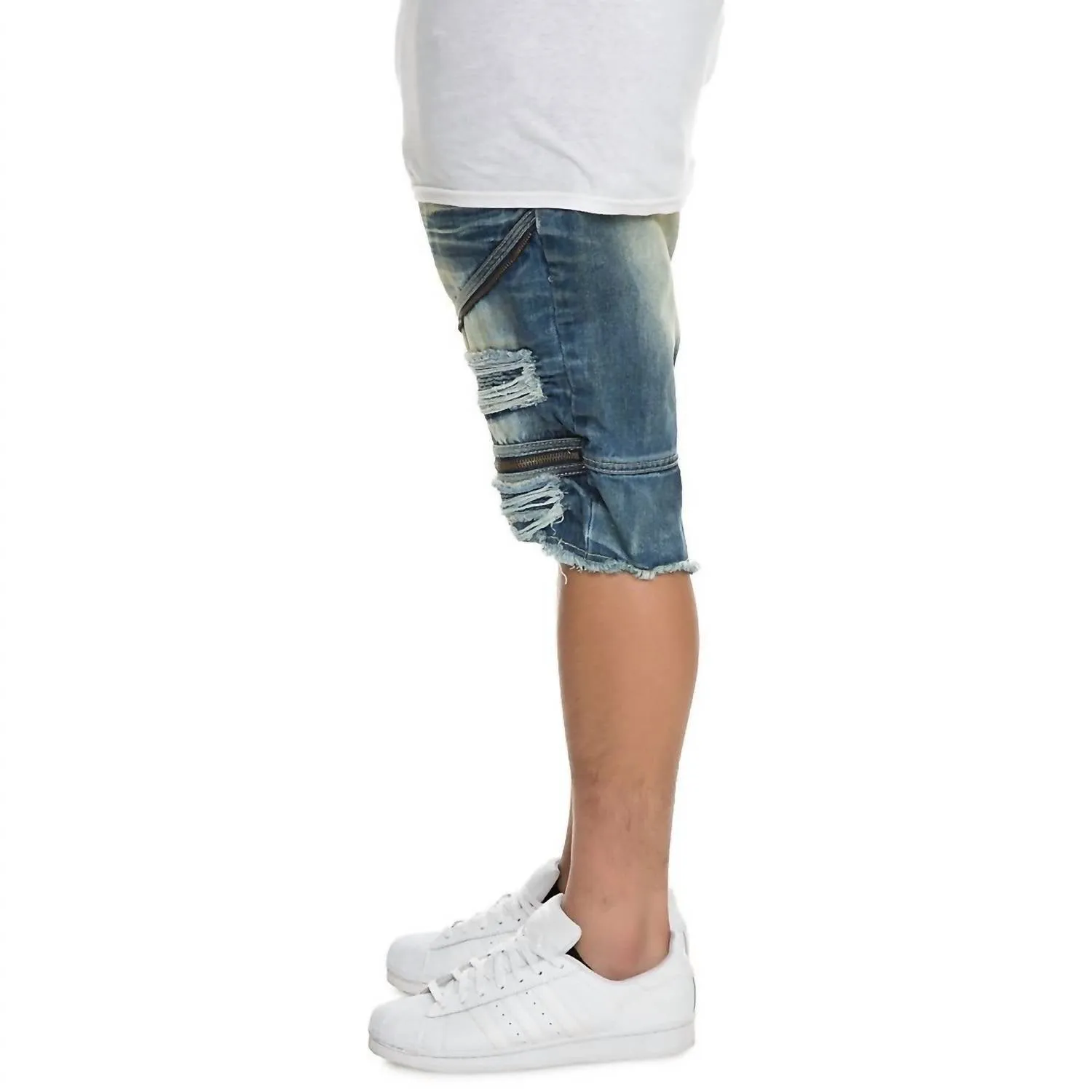 Men's Faded Denim Short In Blue Tint