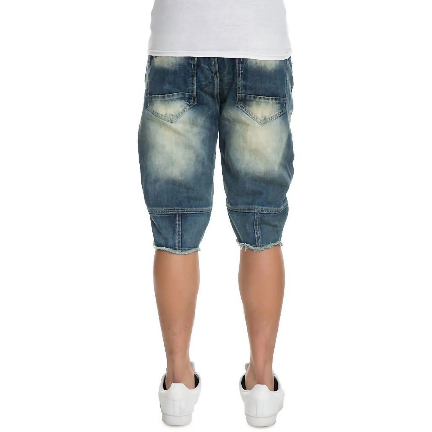 Men's Faded Denim Short In Blue Tint