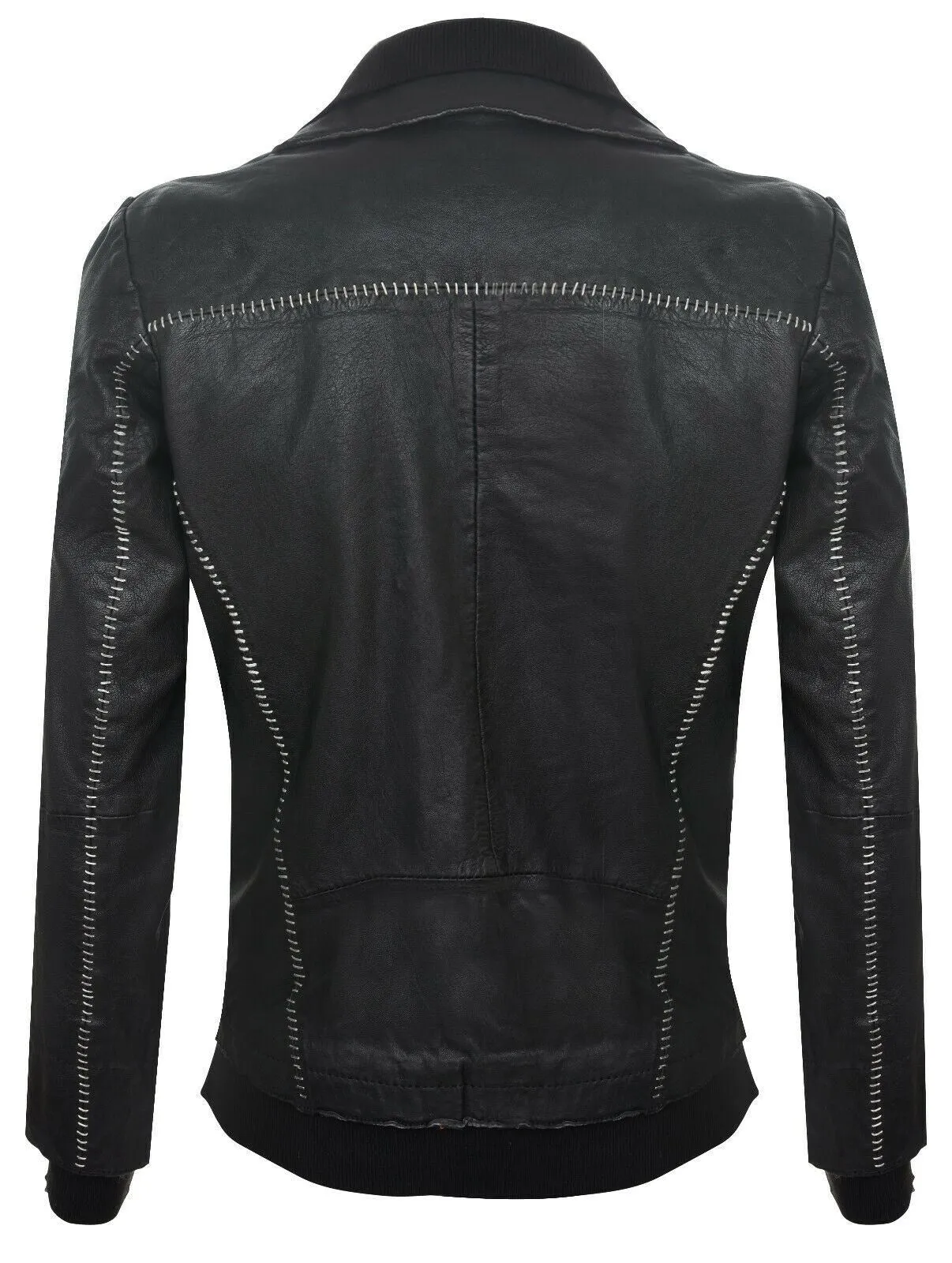 Mens Handstitched Leather Biker Jacket-Tansen