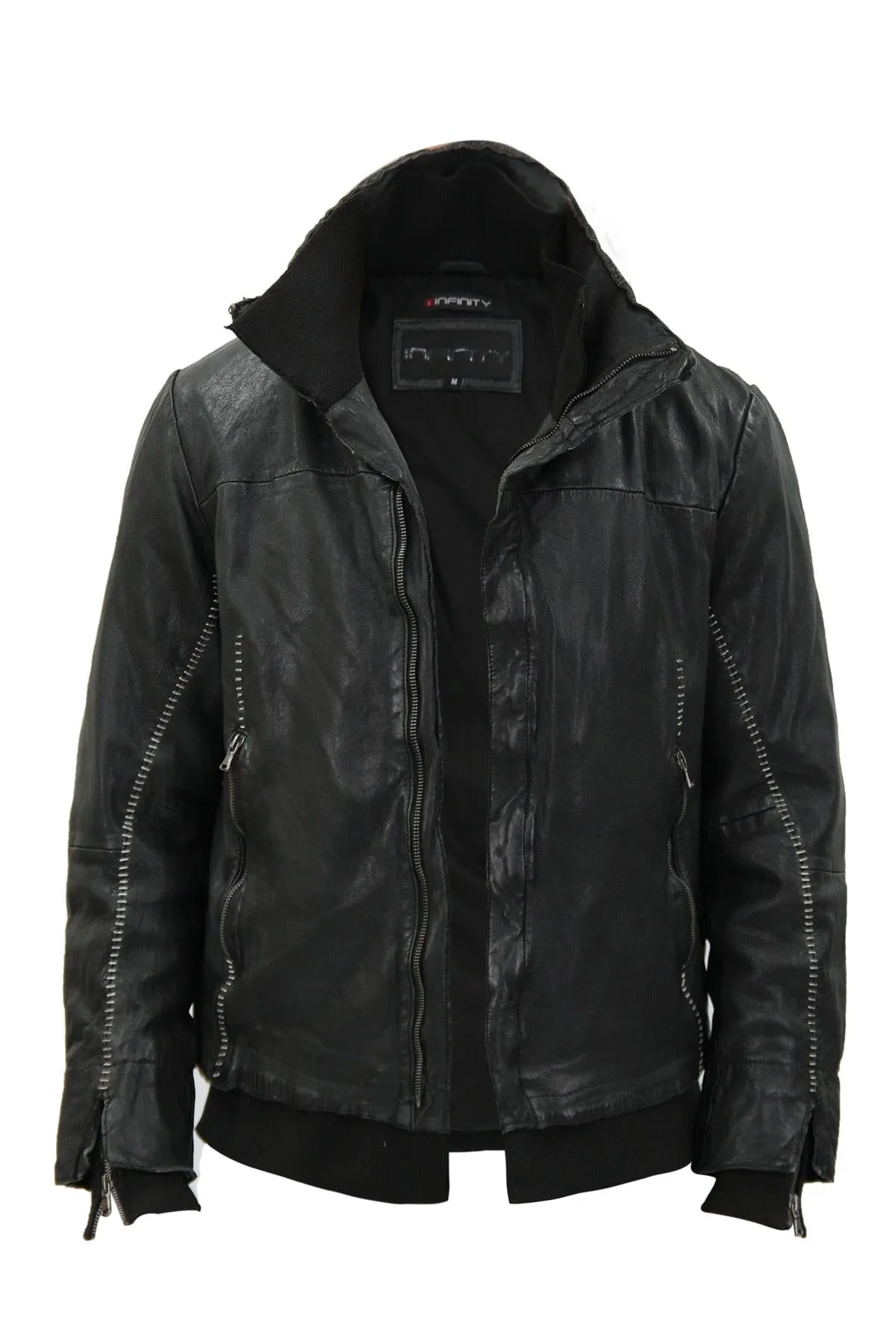 Mens Handstitched Leather Biker Jacket-Tansen
