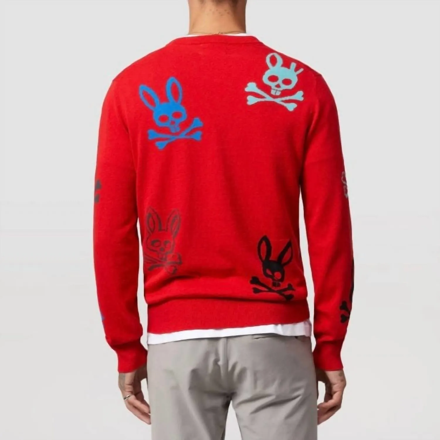 Men's Lacomb All Over Bunny Sweater In Red