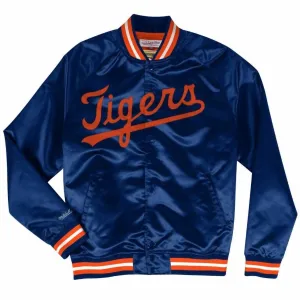 Men's Mlb Detroit Tigers Lightweight Satin Jacket In Navy