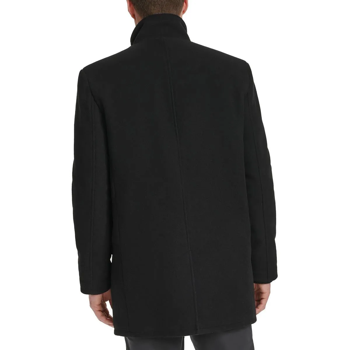 Mens Ribbed Trim  Wool Overcoat