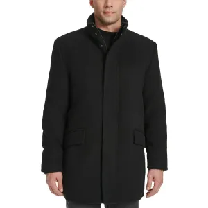 Mens Ribbed Trim  Wool Overcoat