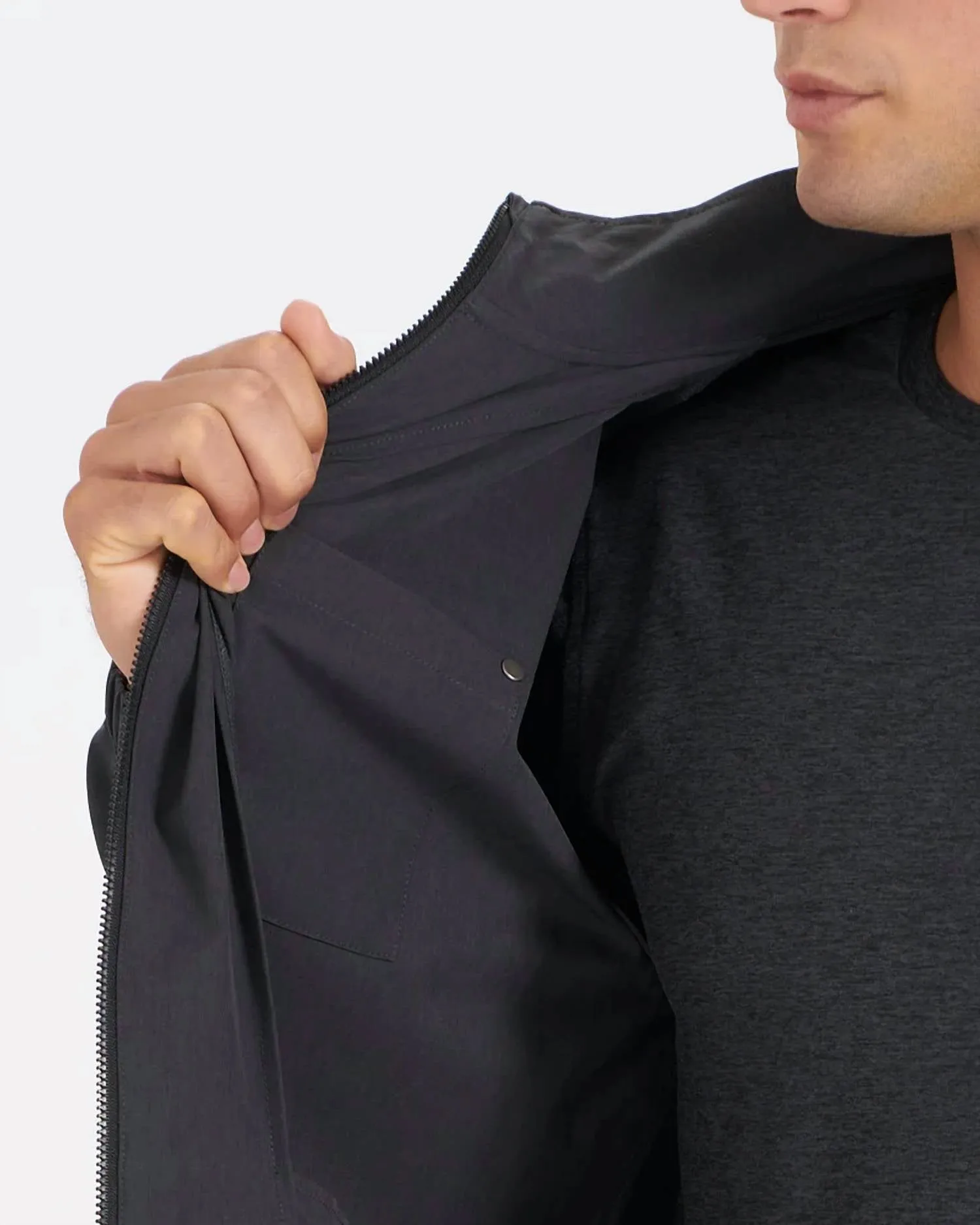 Men's Venture Track Jacket In Black Linen Texture