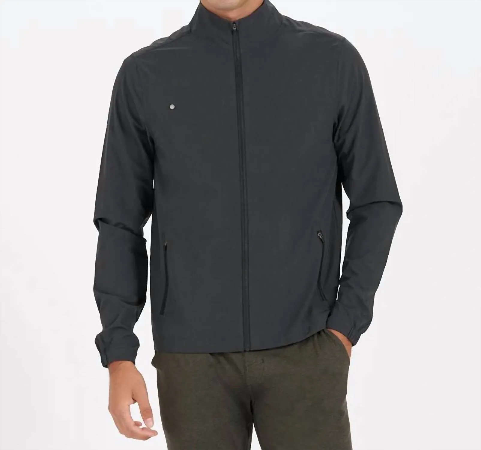 Men's Venture Track Jacket In Black Linen Texture