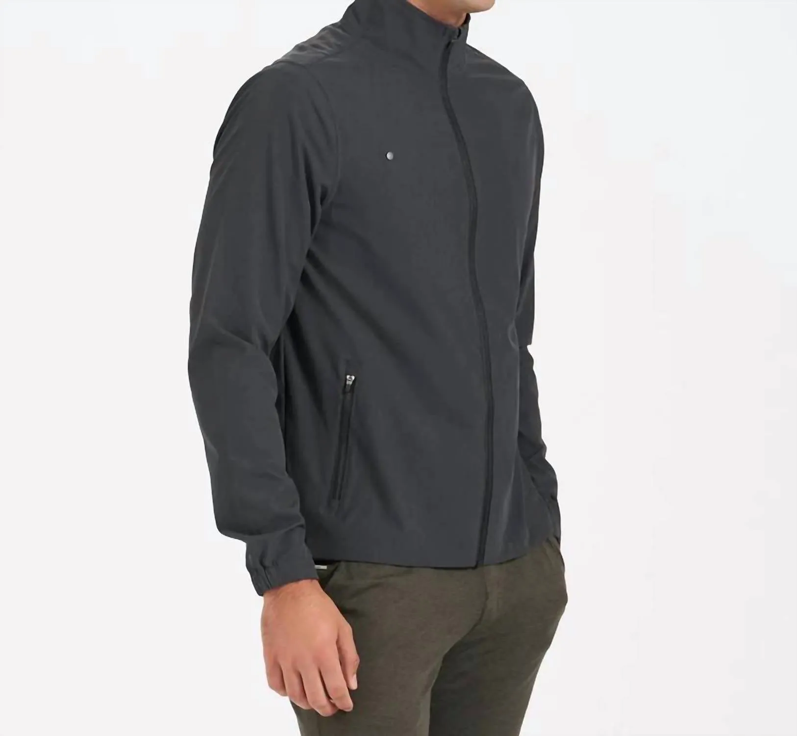 Men's Venture Track Jacket In Black Linen Texture