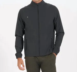 Men's Venture Track Jacket In Black Linen Texture