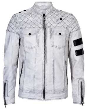 Mens Vintage Quilted Leather Racing Jacket-Cardiff