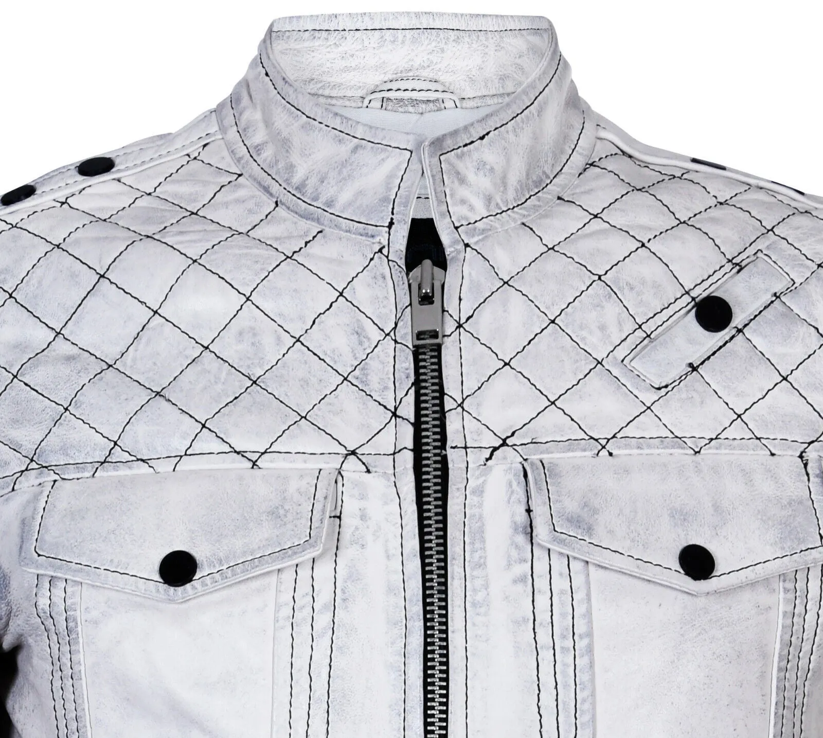 Mens Vintage Quilted Leather Racing Jacket-Cardiff