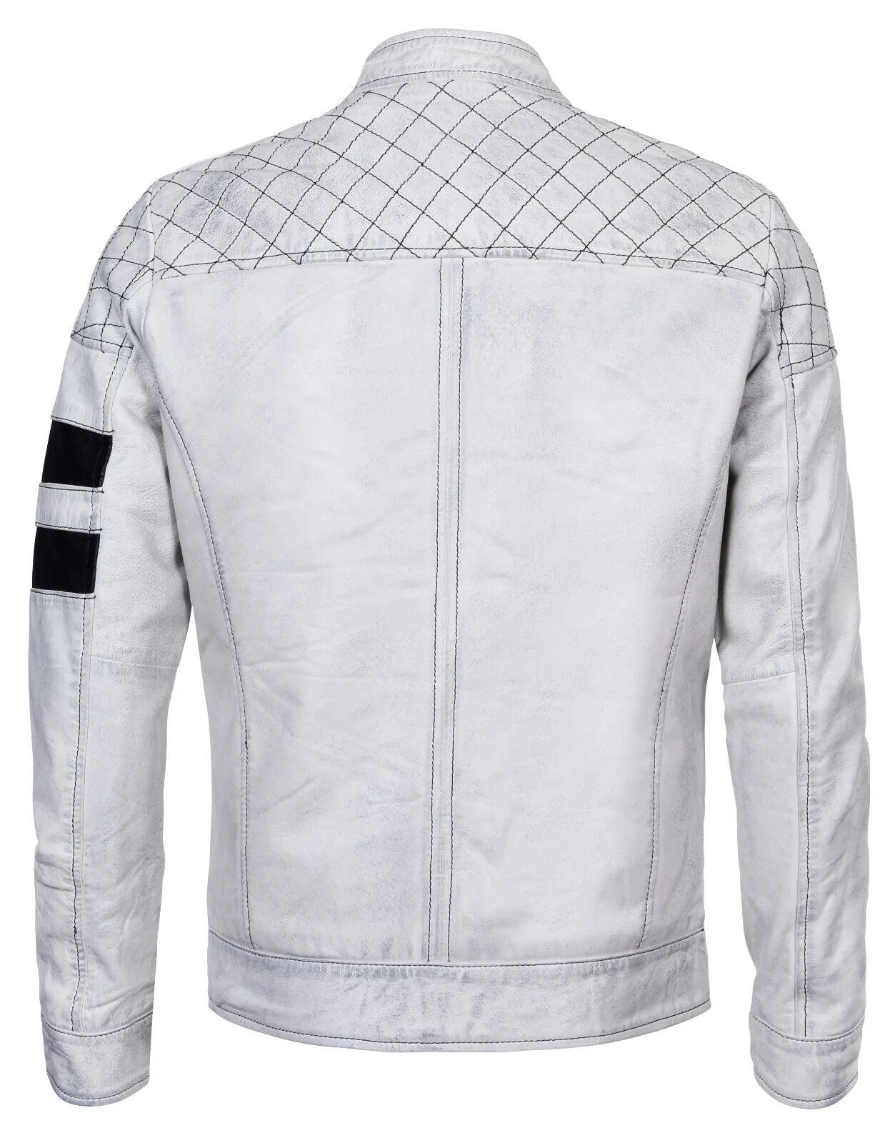 Mens Vintage Quilted Leather Racing Jacket-Cardiff
