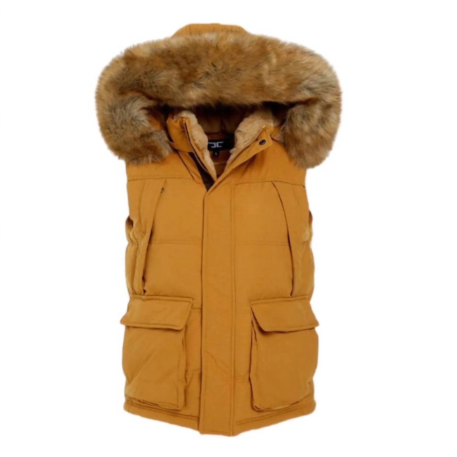 Men's Yukon Fur Lined Puffer Vest In Wheat